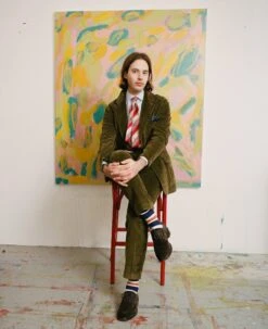 Olive Cotton Corduroy Games Blazer Mk. I -Drakes Shop 398990270010