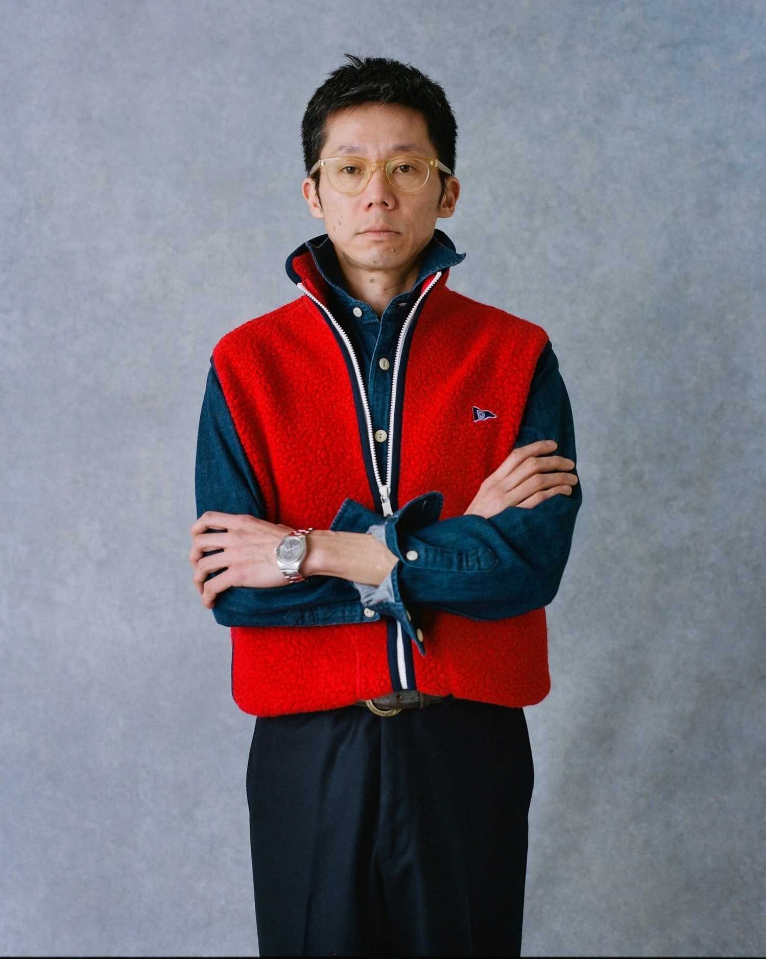 Red Boucle Wool Zip Fleece Vest 9 Red Boucle Wool Zip Fleece Vest - Image 7