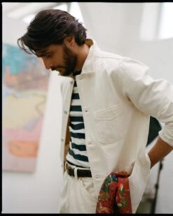 Ecru Selvedge Denim Five-Pocket Chore Jacket 20 Ecru Selvedge Denim Five-Pocket Chore Jacket -Drakes Shop 417100140009