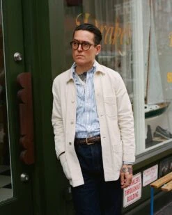 Ecru Selvedge Denim Five-Pocket Chore Jacket 21 Ecru Selvedge Denim Five-Pocket Chore Jacket -Drakes Shop 422480120009