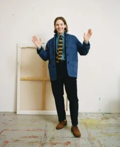 French Blue Cotton Twill Five-Pocket Artist Chore Jacket -Drakes Shop ArtistsChore 7e203a2d 93b7 4936 bae0 db9f44183582