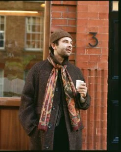 Brown Kilim Print Wool-Silk Scarf 11 Brown Kilim Print Wool-Silk Scarf -Drakes Shop BrownHerringboneRaglan 355c440b 534f 4dd4 bb0b eb560548ac1f