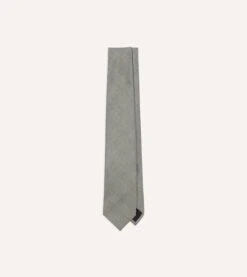 Grey Prince Of Wales Check Tipped Silk Tie