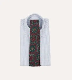 Red And Green Baroque Paisley 36oz Madder Silk Self Tipped Tie 7 Red And Green Baroque Paisley 36oz Madder Silk Self Tipped Tie -Drakes Shop DR1AA121003 03700 1