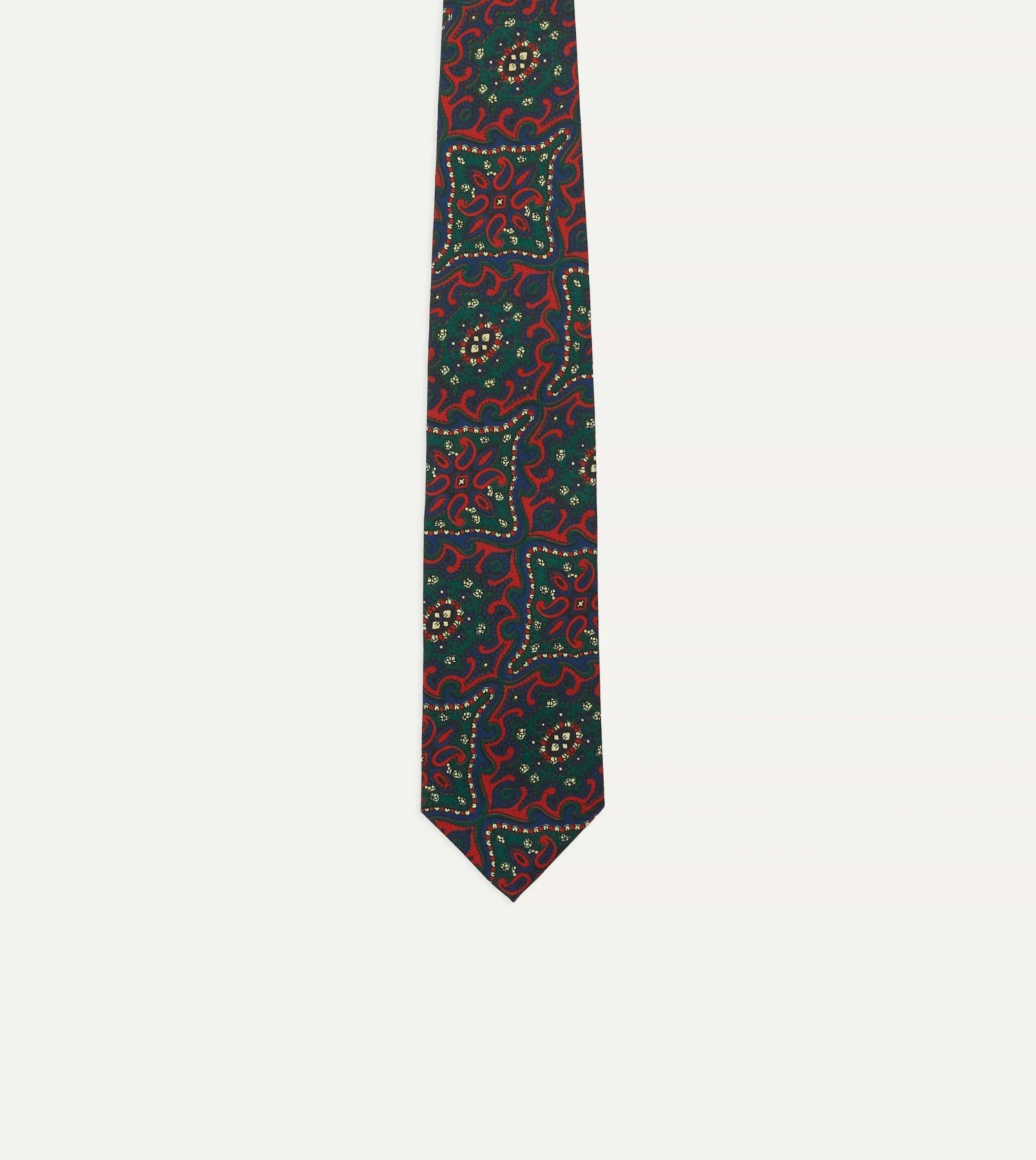 Red And Green Baroque Paisley 36oz Madder Silk Self Tipped Tie 6 Red And Green Baroque Paisley 36oz Madder Silk Self Tipped Tie - Image 4