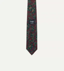 Red And Green Baroque Paisley 36oz Madder Silk Self Tipped Tie 8 Red And Green Baroque Paisley 36oz Madder Silk Self Tipped Tie -Drakes Shop DR1AA121003 03700 4