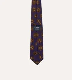 Purple Baroque Paisley 36oz Madder Silk Self Tipped Tie -Drakes Shop DR1AA121005 03900 4