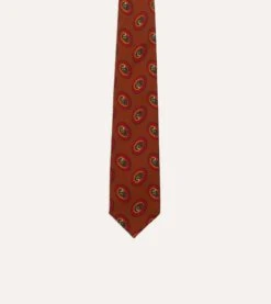 Brown Oval Medallion Print Silk Self Tipped Tie -Drakes Shop DR1AA121007 06500 3