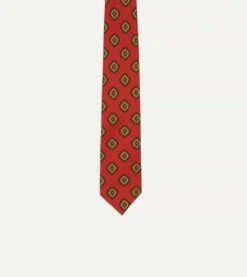 Orange Tile Print 36oz Madder Silk Self Tipped Tie -Drakes Shop DR1AA121009 03800 3