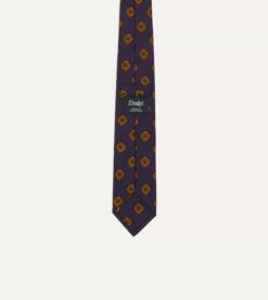 Purple Tile Print 36oz Madder Silk Self Tipped Tie -Drakes Shop DR1AA121009 04900 4