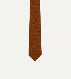 Brown Tile Print 36oz Madder Silk Self Tipped Tie -Drakes Shop DR1AA121009 07500 3