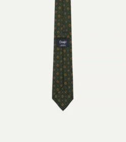 Green Medallion Print 36oz Madder Silk Self Tipped Tie -Drakes Shop DR1AA121011 05400 4