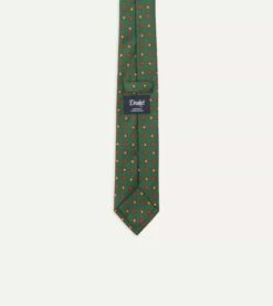 Green And Red Geometric Medallion Print Madder Twill Silk Tie -Drakes Shop DR1AA122794 02401 5