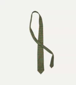 Green And Gold Diamond Medallion Print Madder Twill Silk Tie 10 Green And Gold Diamond Medallion Print Madder Twill Silk Tie -Drakes Shop DR1AA122797 02401 4