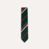 Green, Brown And White Stripe Shantung Silk Tie -Drakes Shop DR1AA2 22771 05 402 1
