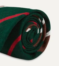Green, Brown And White Stripe Shantung Silk Tie 12 Green, Brown And White Stripe Shantung Silk Tie -Drakes Shop DR1AA2 22771 05 402 4