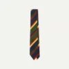 Navy, Red, Green And Yellow Stripe Silk Self Tipped Tie