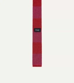 Pink And Red Block Stripe Knitted Silk Tie -Drakes Shop DR1AAK20909 03992 4