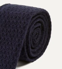 Navy Knitted Cashmere Wool Solid Colour Tie -Drakes Shop DR1AAK20914 01250 3 9578119b f37a 4656 a57a 1a070c1f984b