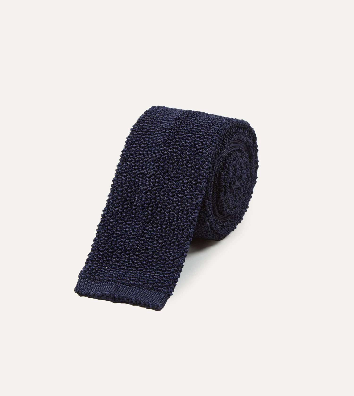 Navy Knitted Silk Solid Colour Tie 4 Navy Knitted Silk Solid Colour Tie - Image 2