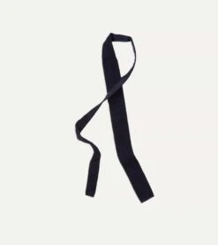 Navy Knitted Silk Solid Colour Tie 10 Navy Knitted Silk Solid Colour Tie -Drakes Shop DR1AAK21442 01250 4