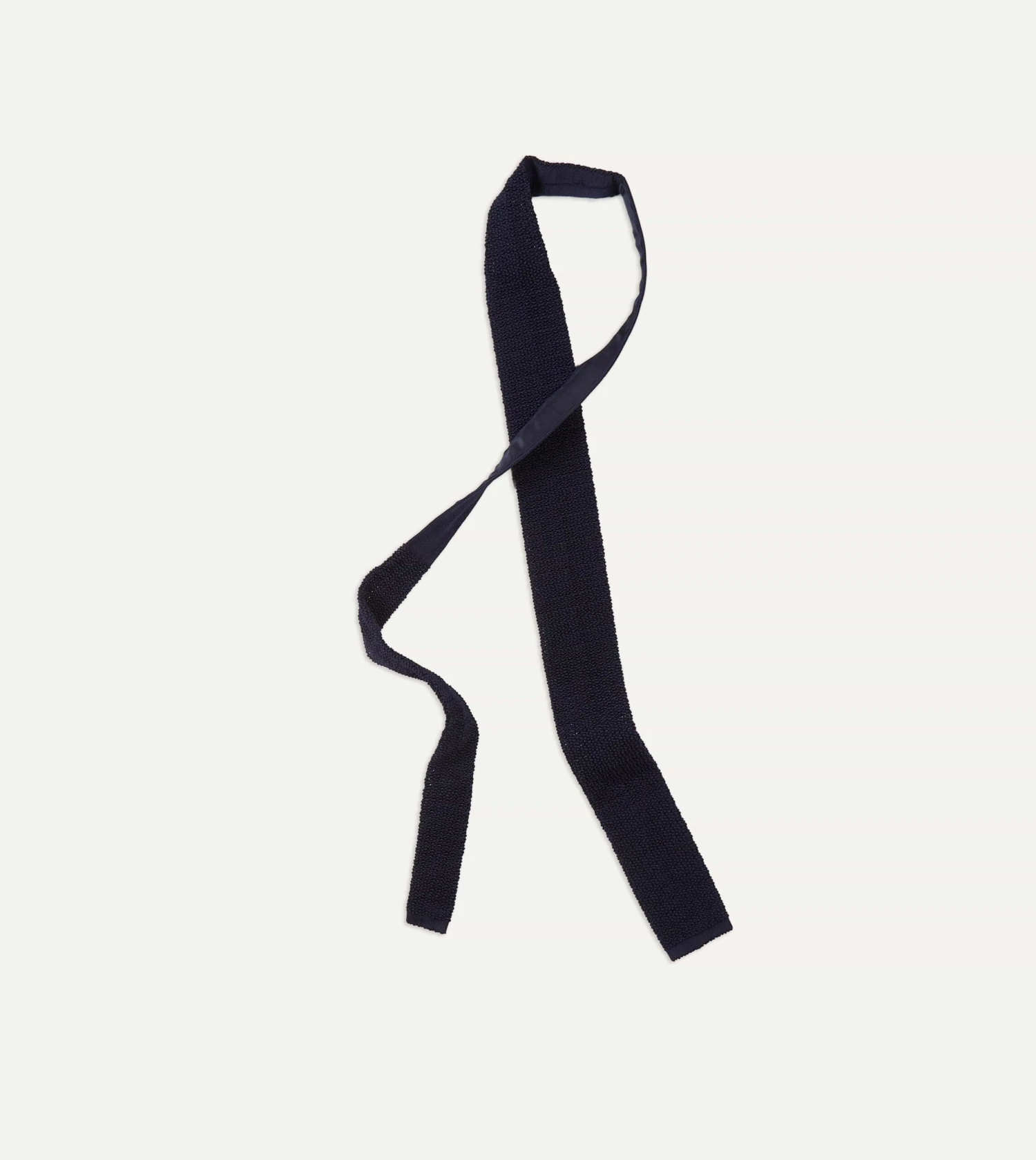 Navy Knitted Silk Solid Colour Tie 6 Navy Knitted Silk Solid Colour Tie - Image 4