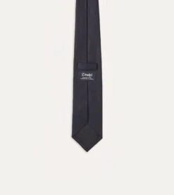 Navy Silk Twill Tipped Tie -Drakes Shop DR1AAN06870 01250 5