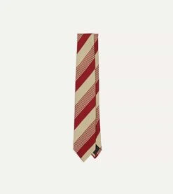 Red And Gold Multi Stripe Silk Tipped Tie