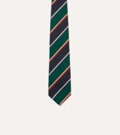 Green, Navy And Red Multi Stripe Silk Tipped Tie -Drakes Shop DR1AAN23113 01402 3