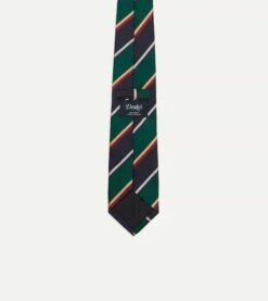 Green, Navy And Red Multi Stripe Silk Tipped Tie -Drakes Shop DR1AAN23113 01402 4