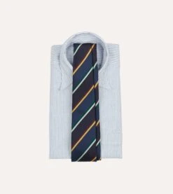 Navy, Blue And Red Multi Stripe Silk Tipped Tie -Drakes Shop DR1AAN23113 02202 1