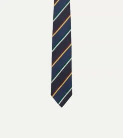 Navy, Blue And Red Multi Stripe Silk Tipped Tie -Drakes Shop DR1AAN23113 02202 3
