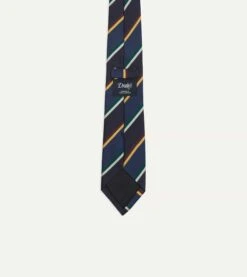 Navy, Blue And Red Multi Stripe Silk Tipped Tie -Drakes Shop DR1AAN23113 02202 4