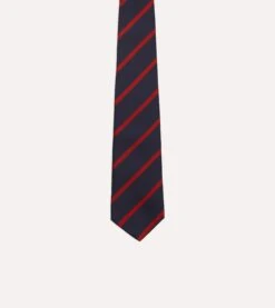 Navy And Red Stripe Repp Silk Tie -Drakes Shop DR1AAN23114 02252 3