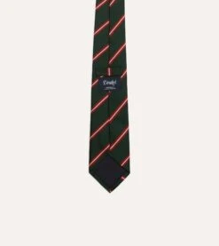 Green, Red And Ecru Stripe Silk Tipped Tie -Drakes Shop DR1AAN23115 01402 4