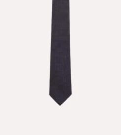 Navy Micro Polka Dot Embroidered Tipped Tie -Drakes Shop DR1AAN23116 01251 3