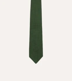 Green Micro Polka Dot Embroidered Tipped Tie -Drakes Shop DR1AAN23117 01401 3