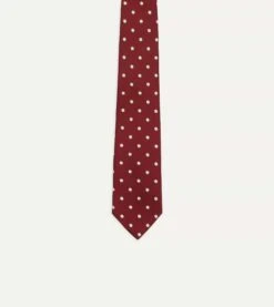 Red Polka Dot Silk Tipped Tie -Drakes Shop DR1AAN23118 02701 3