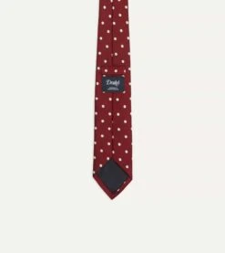 Red Polka Dot Silk Tipped Tie -Drakes Shop DR1AAN23118 02701 4
