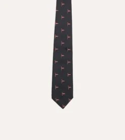 Navy Red Pennant Motif Silk Tipped Tie -Drakes Shop DR1AAN23122 01251 3