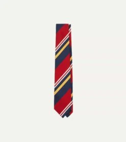 Navy, Red And Yellow Baiadera Stripe Mogador Tipped Tie