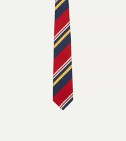 Navy, Red And Yellow Baiadera Stripe Mogador Tipped Tie -Drakes Shop DR1AAN23128 02702 3
