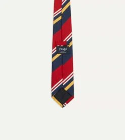 Navy, Red And Yellow Baiadera Stripe Mogador Tipped Tie -Drakes Shop DR1AAN23128 02702 4