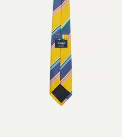 Yellow Multi Stripe Silk Tipped Tie -Drakes Shop DR1AAN23130 01502 4
