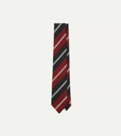 Red, Navy And White Regimental Stripe Mogador Tipped Tie