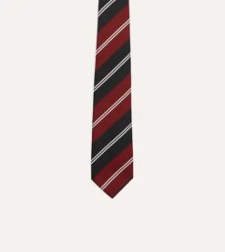 Red, Navy And White Regimental Stripe Mogador Tipped Tie -Drakes Shop DR1AAN23132 01702 3