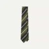 Green, Navy And White Regimental Stripe Mogador Tipped Tie -Drakes Shop DR1AAN23132 02402 2