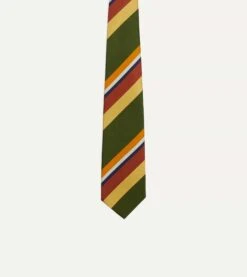 Green Multi Stripe Silk Tipped Tie -Drakes Shop DR1AAN23192 01402 3
