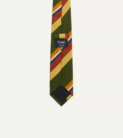 Green Multi Stripe Silk Tipped Tie -Drakes Shop DR1AAN23192 01402 4