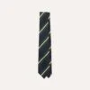 Navy, Green And White Regimental Stripe Mogador Tipped Tie -Drakes Shop DR1AAN23590 03252 2